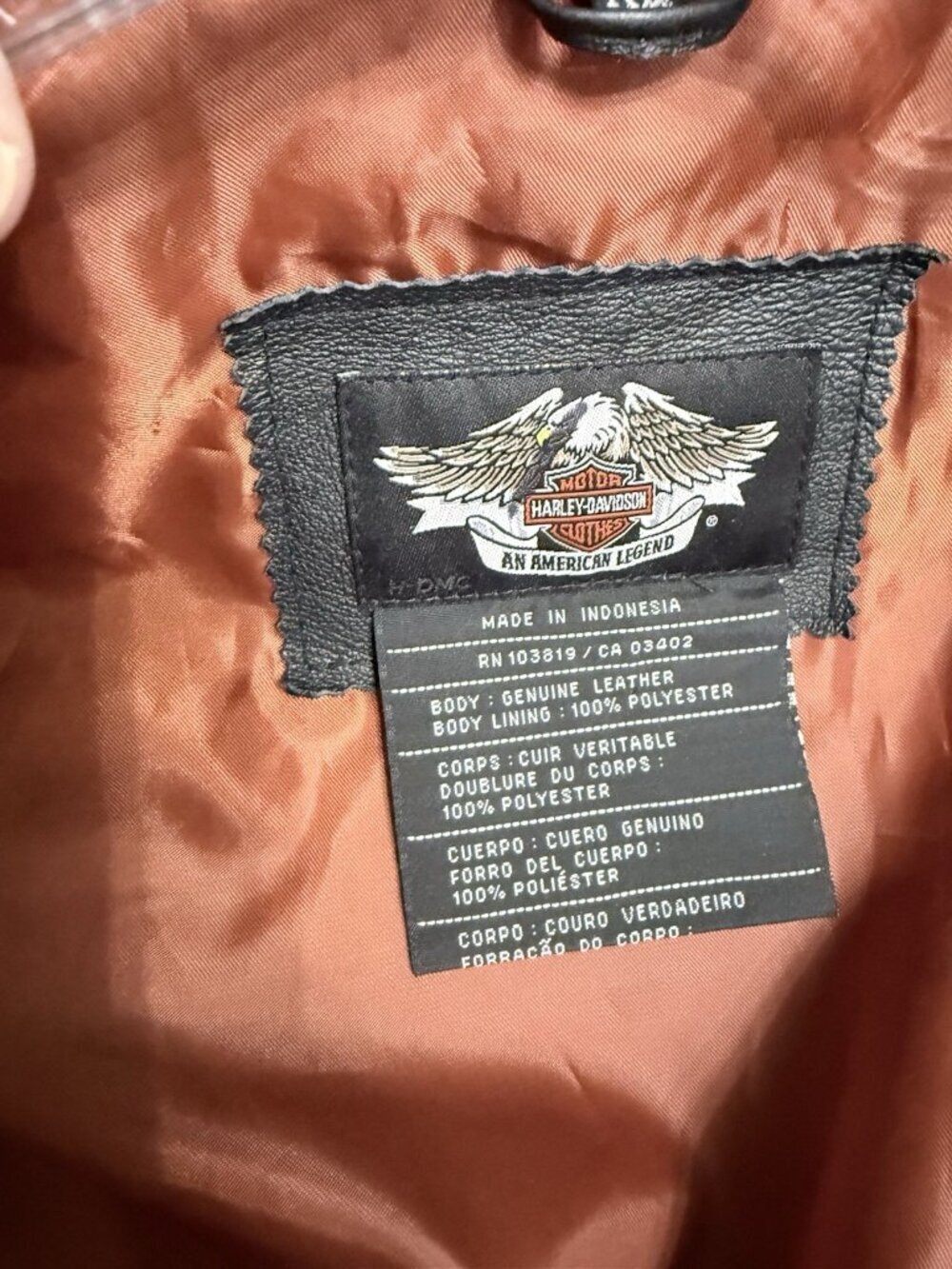EUC Women's Harley Davidson Classic Wing Back Leather Jacket Size XL Moto Biker - Picture 9 of 9